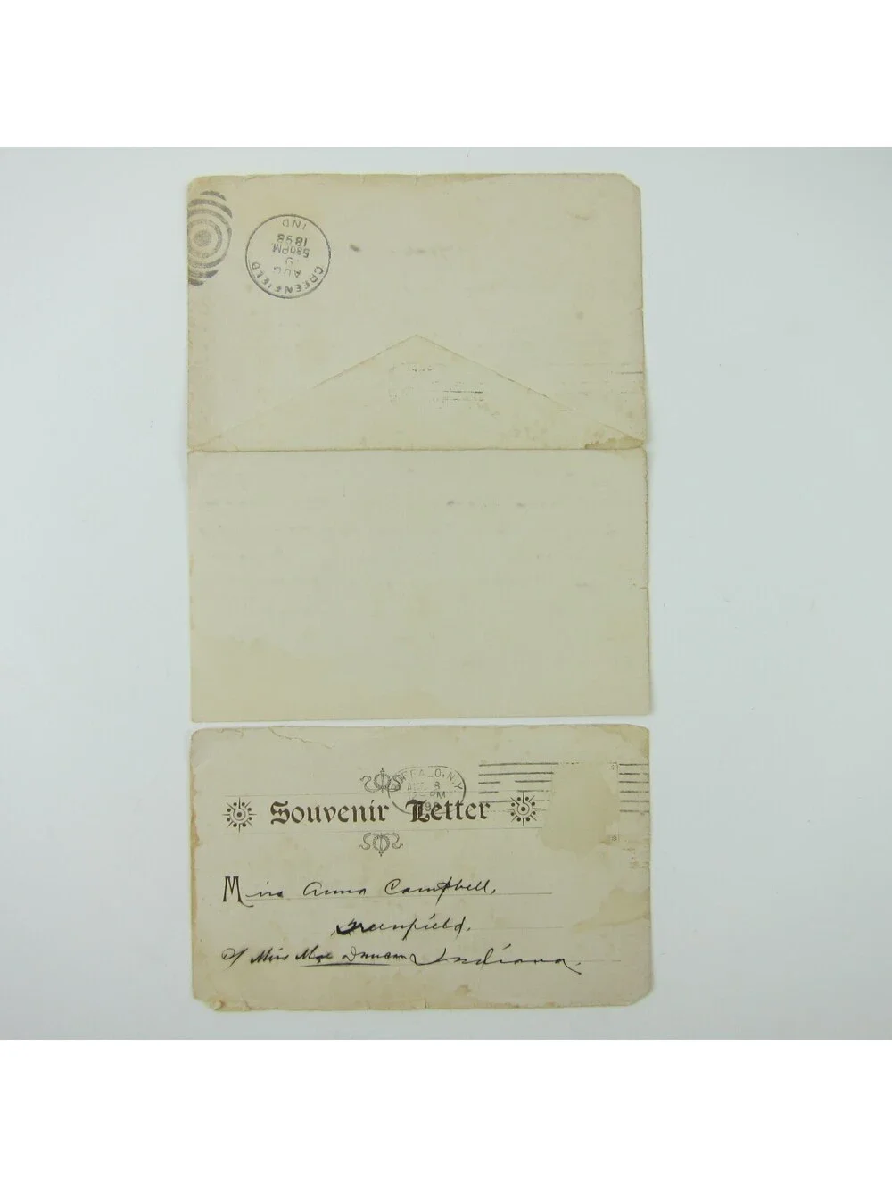 Antique Letter Postcard Niagara Falls 1898 Anna Campbell Greenfield Indiana